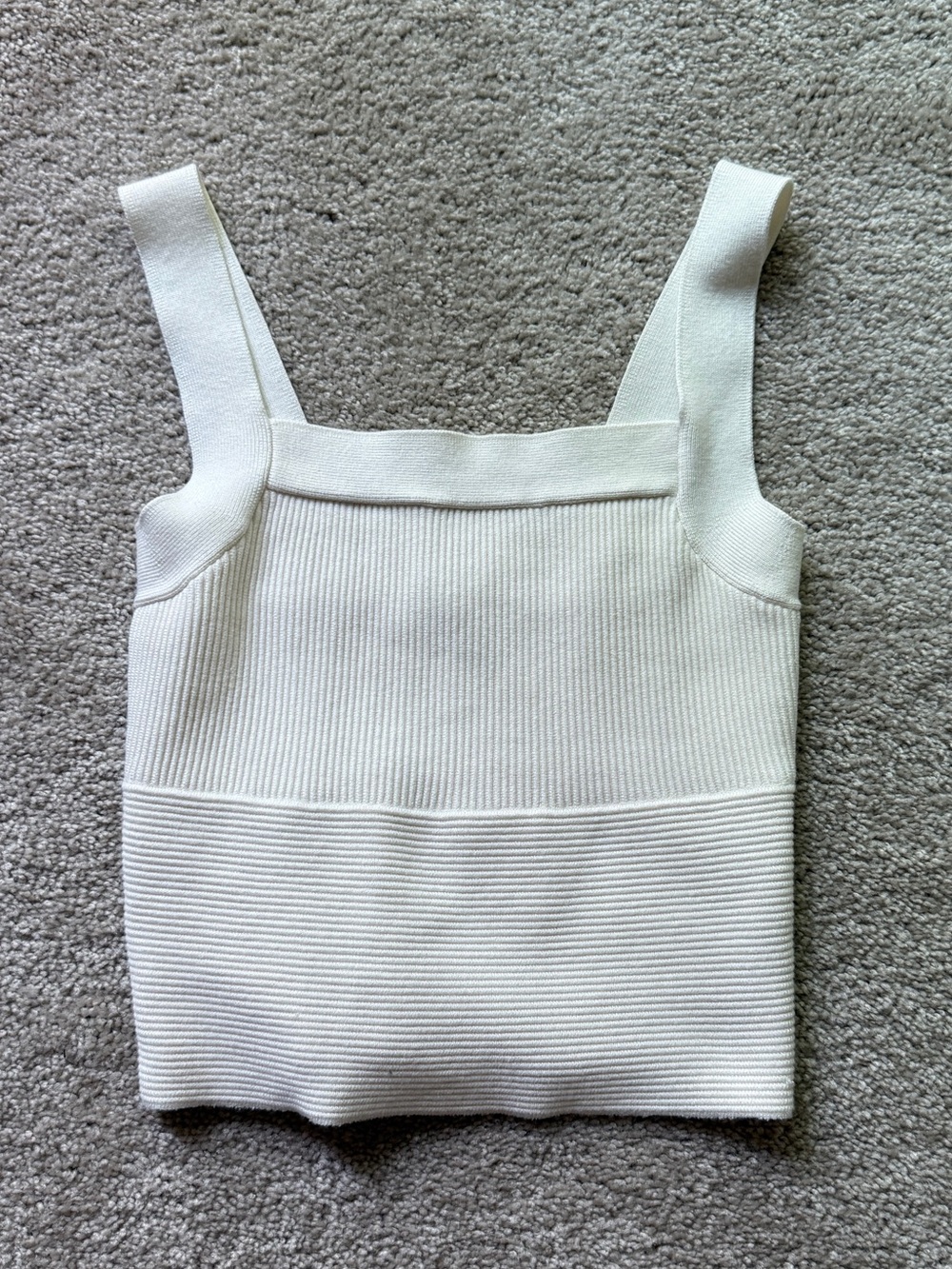 Abercrombie & Fitch Cream Ribbed Square-Neck Cropped Tank